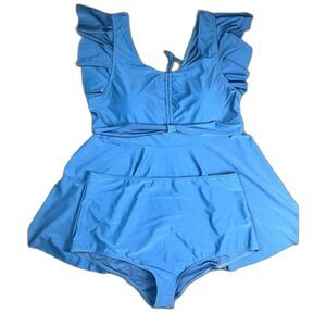 Daci Plus Size Tankini Flowy Top 2pc Tummy Control Swimwear Summer SZ 4XL:NWOT